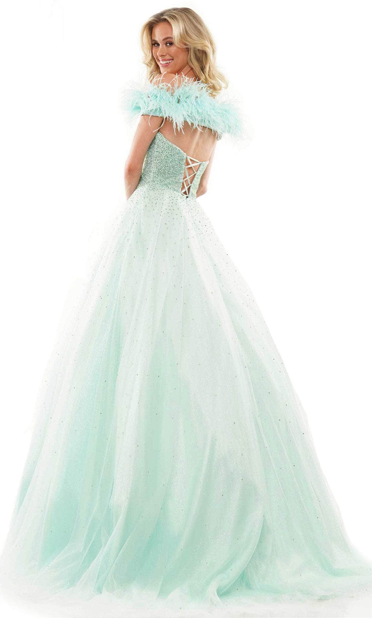 Colors Dress 2936 - Stunning A-line Feathered Gown Special Occasion Dress