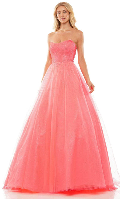 Colors Dress 2939 - Strapless Scooped Sparkling Gown Special Occasion Dress 0 / Hot Pink