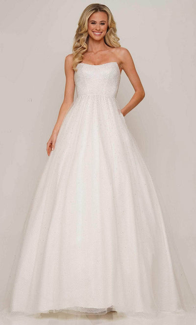 Colors Dress 2939 - Strapless Scooped Sparkling Gown Special Occasion Dress 0 / Off White