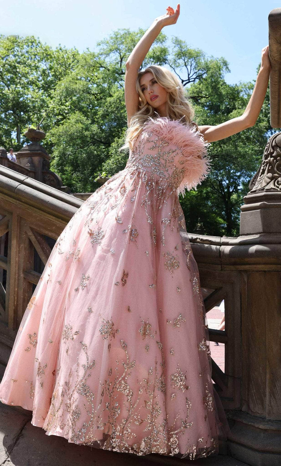 Colors Dress 2950 - Feathered Asymmetrical Dress