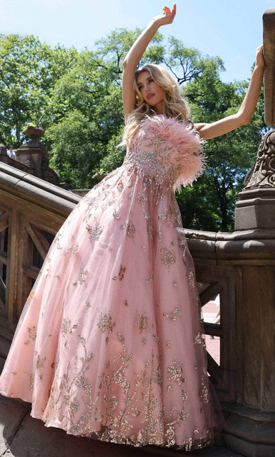 Colors Dress 2950 - Feathered Asymmetrical Dress