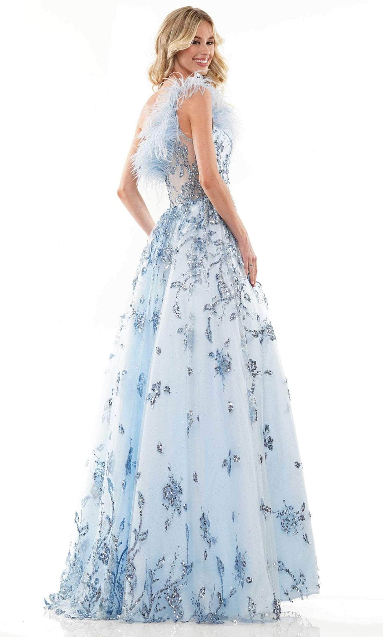Colors Dress 2950 - Feathered Asymmetrical Dress