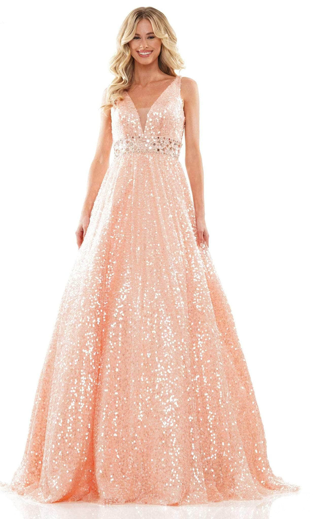 Colors Dress 2967 - Beaded Waist Gown