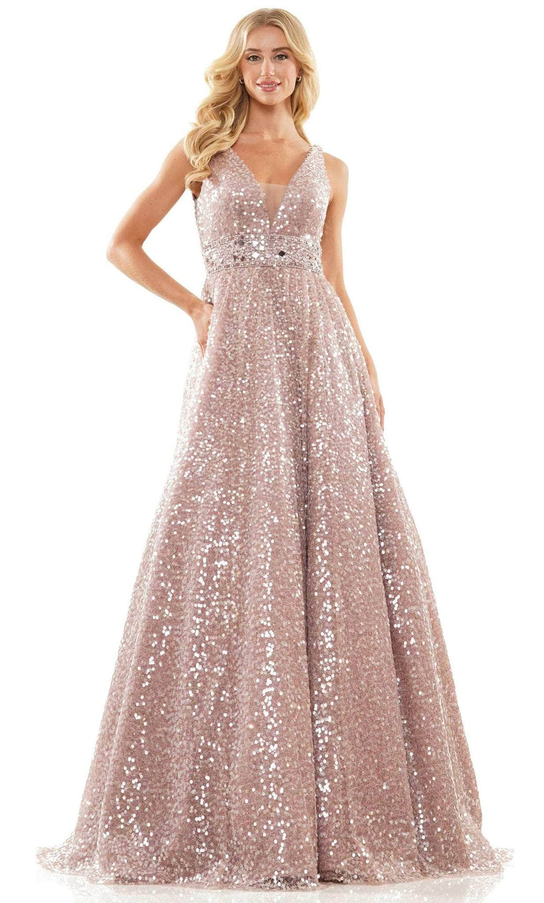 Colors Dress 2967 - Beaded Waist Gown