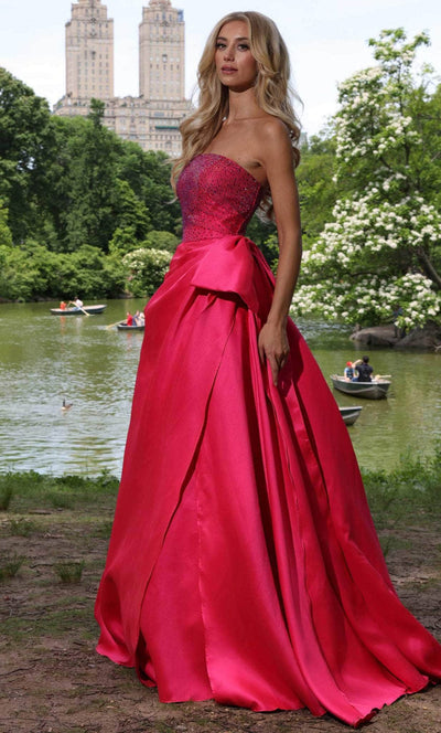 Colors Dress 2971 - Straight Across Bow Accent Ballgown Prom Dresses