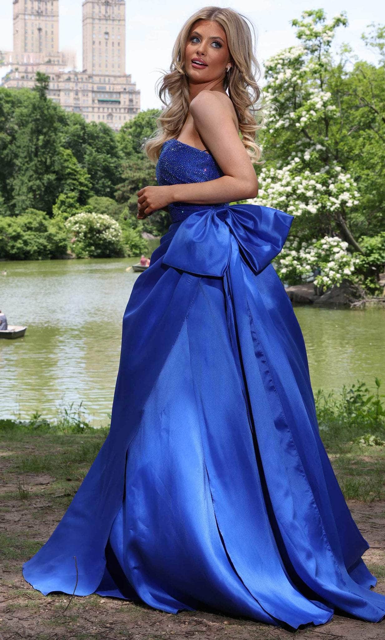 Colors Dress 2971 - Straight Across Bow Accent Ballgown Prom Dresses