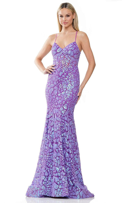 Colors Dress 3113 - Sequin Gown 4 / Lavender