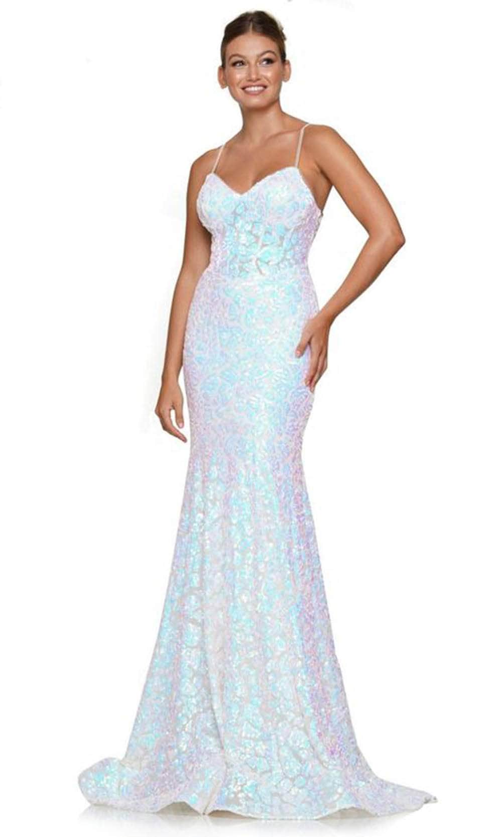 Colors Dress 3113 - Sequin Gown 6 / Off White