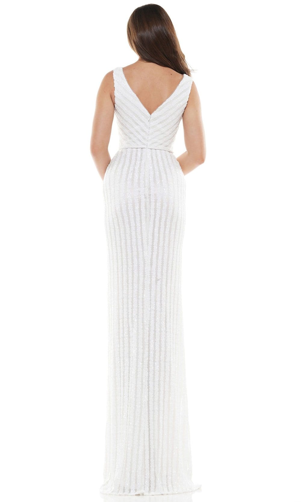 Colors Dress - G1042 Long Stripe Sequin Gown Special Occasion Dress