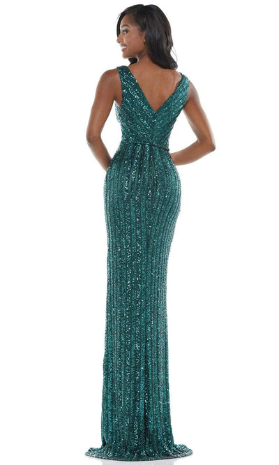 Colors Dress - G1042 Long Stripe Sequin Gown Special Occasion Dress