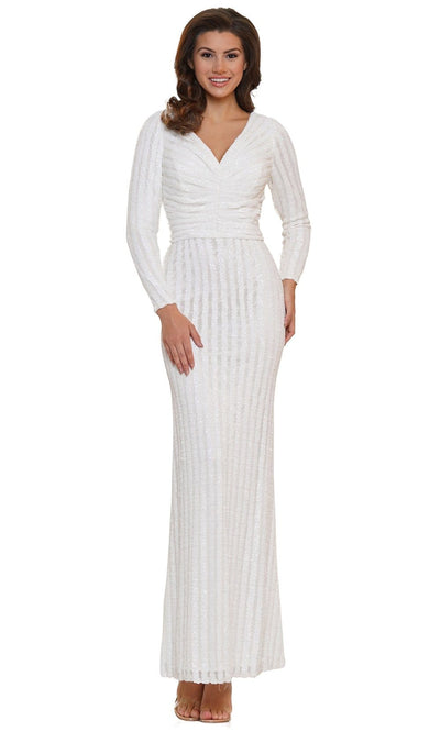 Colors Dress - G1042SL Long Sleeve Stripe Sequin Gown Special Occasion Dress