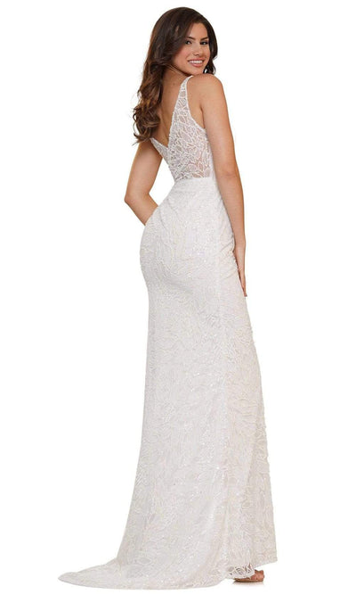 Colors Dress - G1074 V-Neck Ruched Sequin Dress Prom Dresses
