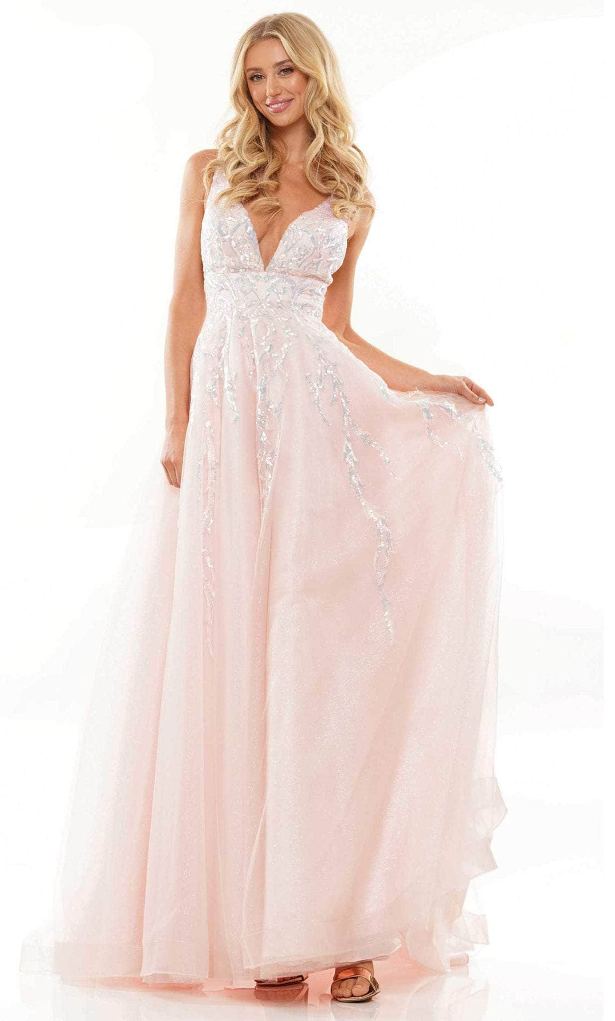 Colors Dress G1103 - V-Neck Semi-Ballgown 
