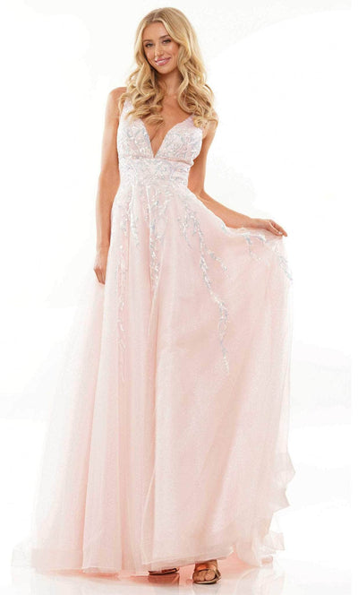 Colors Dress G1103 - V-Neck Semi-Ballgown 