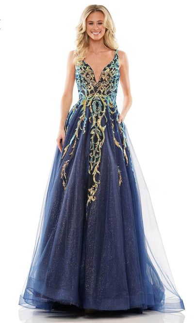 Colors Dress G1103 - V-Neck Semi-Ballgown 