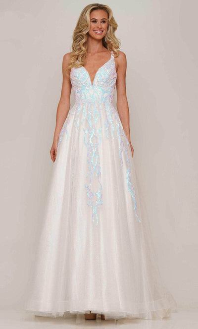 Colors Dress G1103 - V-Neck Semi-Ballgown 