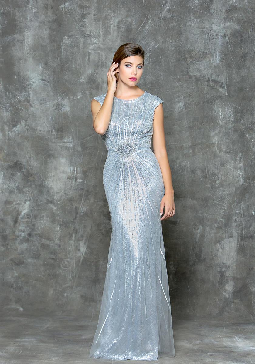 Colors Dress G699 Bedazzled Jewel Fitted Sheath Gown - 1 pc Gray in size 10 Available CCSALE 10 / Gray