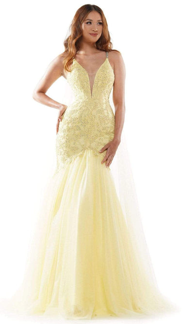 Colors Dress - G962 Shoulder Cape Mermaid Gown Prom Dresses 0 / Light Yellow