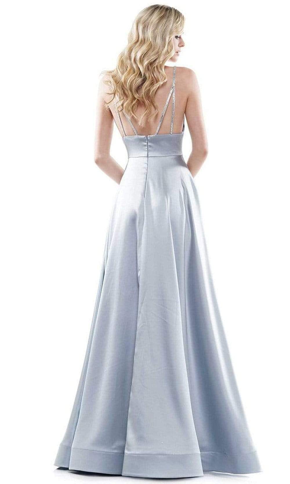 Colors Dress - G968 Strappy Satin A-Line Gown In Blue