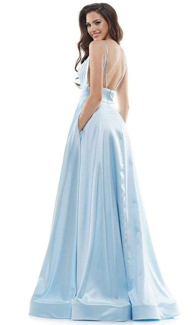 Colors Dress - G968 Strappy Satin A-Line Gown In Blue