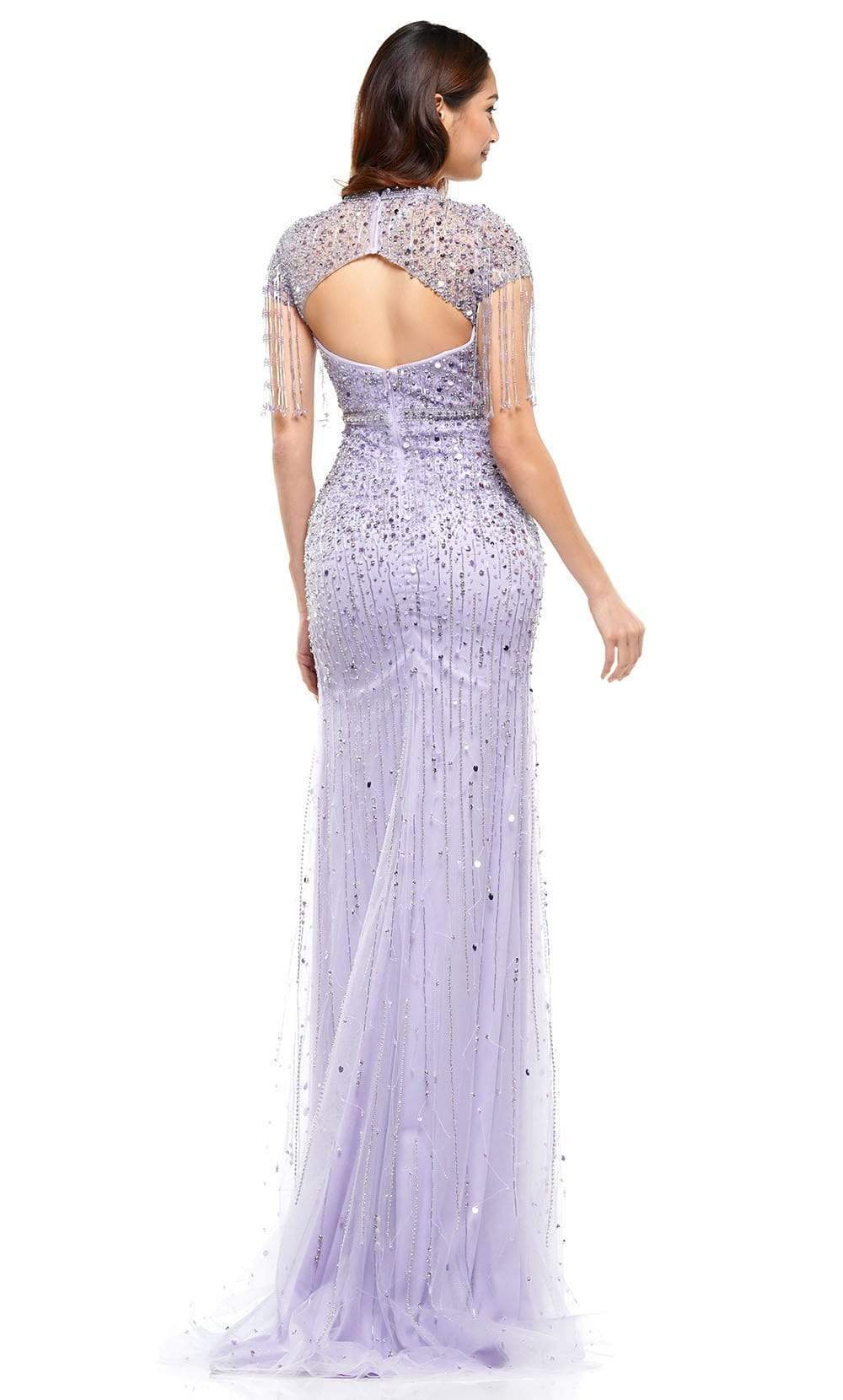 Colors Dress - J114 Beaded Jewel Dress with Slit Evening Dresses