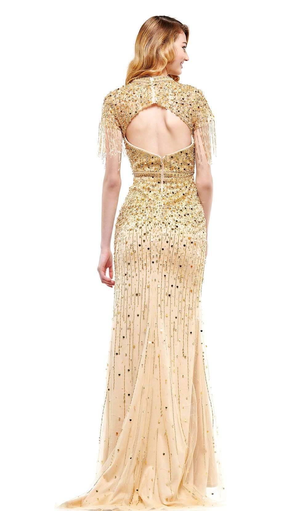 Colors Dress - J114 Beaded Jewel Dress with Slit Evening Dresses