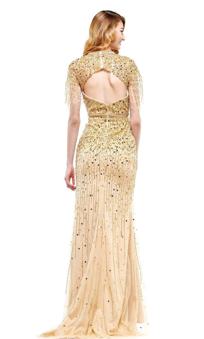 Colors Dress - J114 Beaded Jewel Dress with Slit Evening Dresses