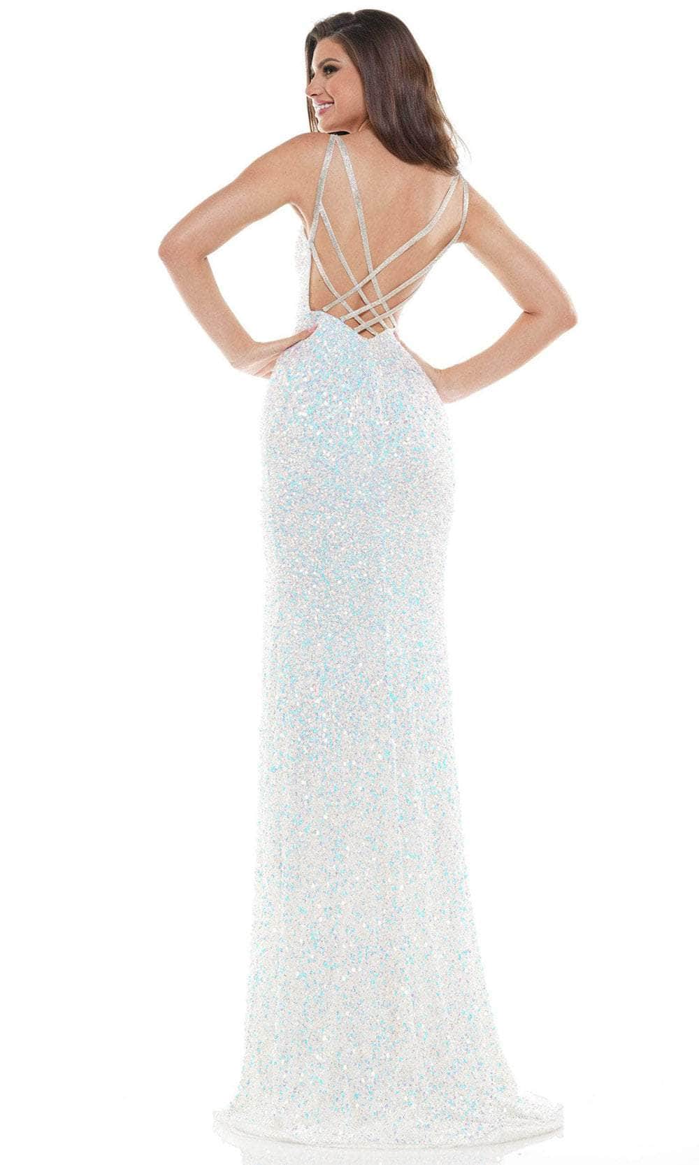Colors Dress K101 - Shimmering V-neck Long Dress Special Occasion Dress