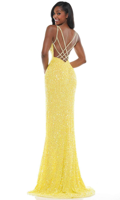 Colors Dress K101 - Shimmering V-neck Long Dress Special Occasion Dress
