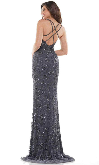 Colors Dress K115 - Embroidered Plunging V-neck Long Gown Prom Dresses