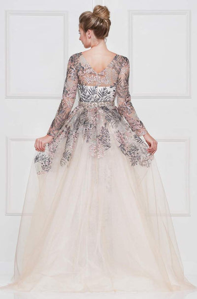 Colors Dress - Lace Sheath Long Sleeve Gown with Overskirt 1830SL CCSALE