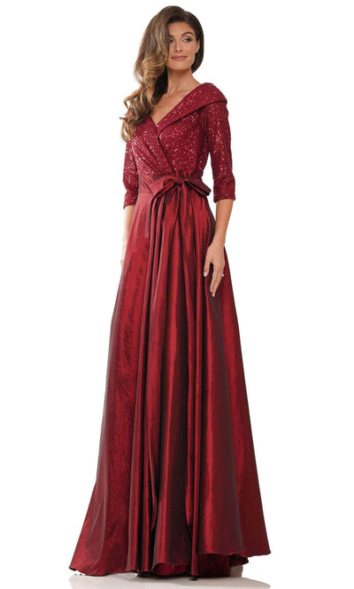 Colors Dress M317 - Quarter Sleeved Evening Dress Mother of the Bride Dresses 4 / Wine
