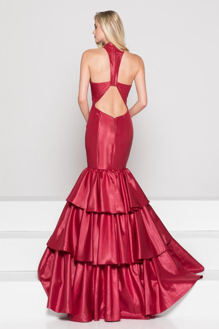 Colors Dress - Ruffled High Mermaid Dress 1882 - 2 pcs Wine In Size 8 and 1 pc Royal in Size 6 Available CCSALE