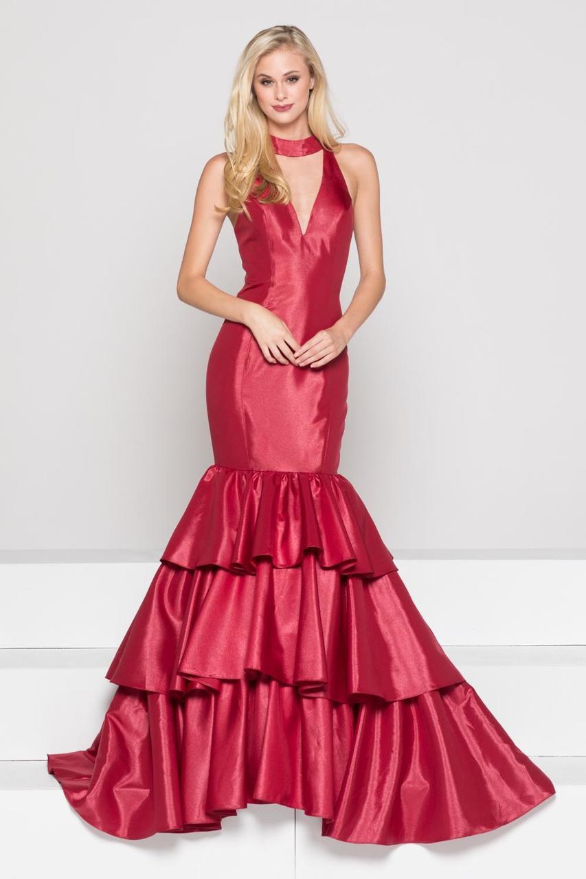 Colors Dress - Ruffled High Mermaid Dress 1882 - 2 pcs Wine In Size 8 and 1 pc Royal in Size 6 Available CCSALE 8 / Wine