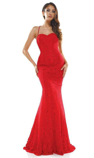 Colors Dress - Sweetheart French Embroidered Lace Trumpet Dress In Red1