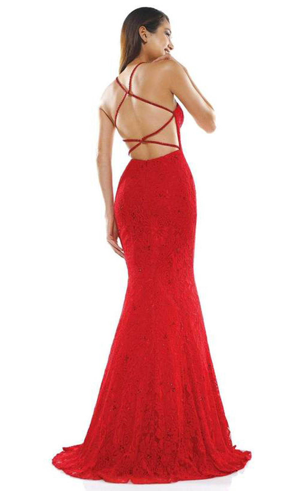 Colors Dress - Sweetheart French Embroidered Lace Trumpet Dress In Red