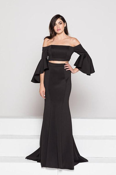 Colors Dress Two-Piece Off-Shoulder Flounce Gown 1928 CCSALE 12 / Royal