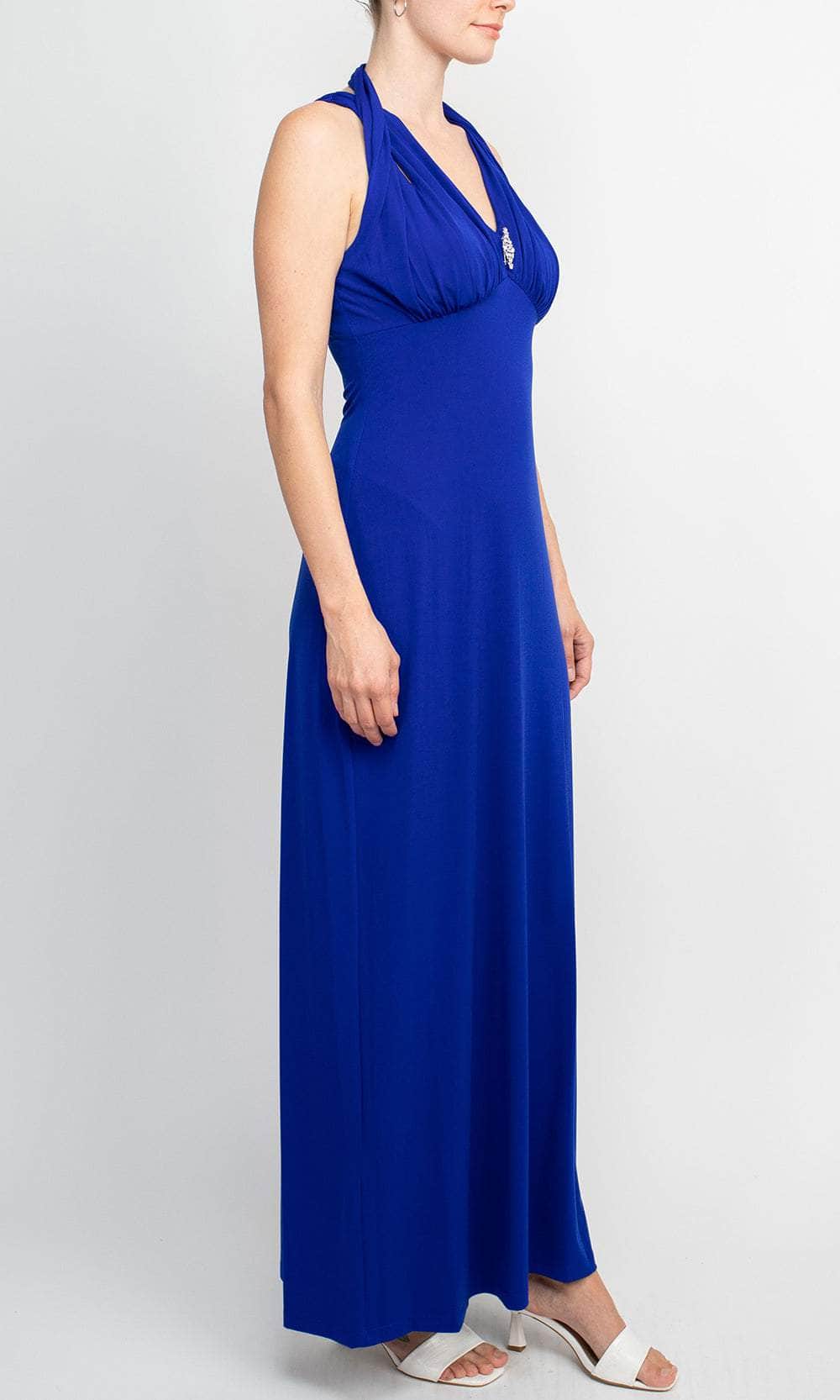 Connected Apparel Crossed Neck Sleeveless Jewelry Front Detail Ruched Empire Waist Solid Jersey Dress Black / 6 Connected Apparel Crossed Neck Sleeveless Jewelry Front Detail Ruched Empire Waist Solid Jersey Dress Black / 6