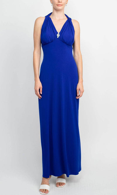 Connected Apparel T1312988M1 - Cross Neck Evening Dress Evening Dresses 4 / Deep Cobalt