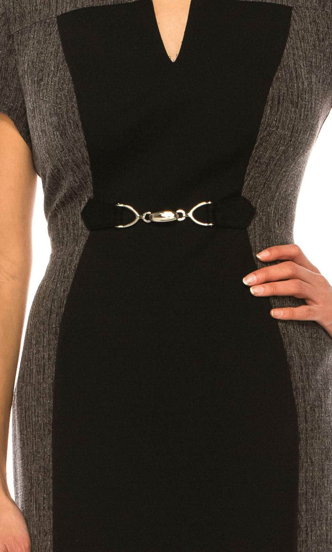 Connected Apparel TD543961 - Short Woven Sheath Dress - Short Sleeves, Faux Belt, Unlined, Enclosed Back, Full Back Zipper ADASA Connected Apparel TD543961 - Short Woven Sheath Dress - Short Sleeves, Faux Belt, Unlined, Enclosed Back, Full Back Zipper ADASA