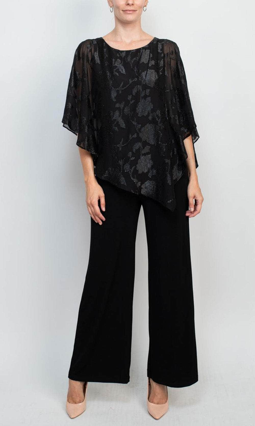 Connected Apparel TDM78112M1 - Cape Quarter Sleeve Jumpsuit Formal Pantsuits 4 / Black