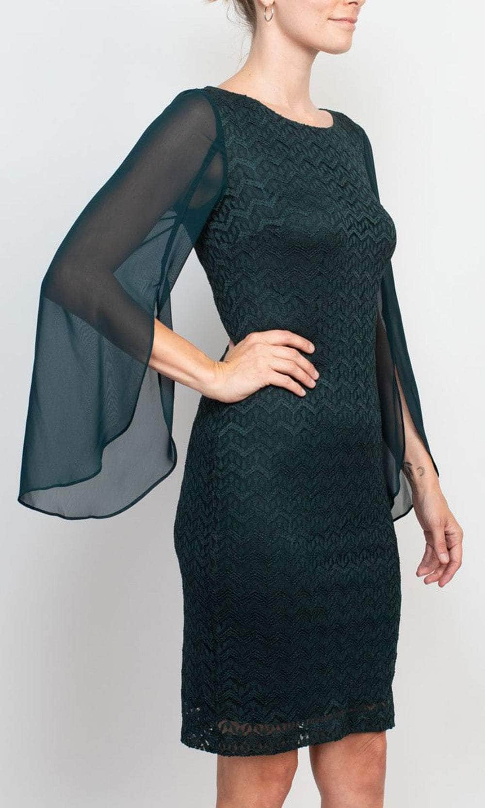 Connected Apparel TFK67934M1 - Knee-Length Lace Sheath Dress - Split Long Sleeve, Chevron Lace, Full Back, Fitted ADASA Connected Apparel TFK67934M1 - Knee-Length Lace Sheath Dress - Split Long Sleeve, Chevron Lace, Full Back, Fitted ADASA