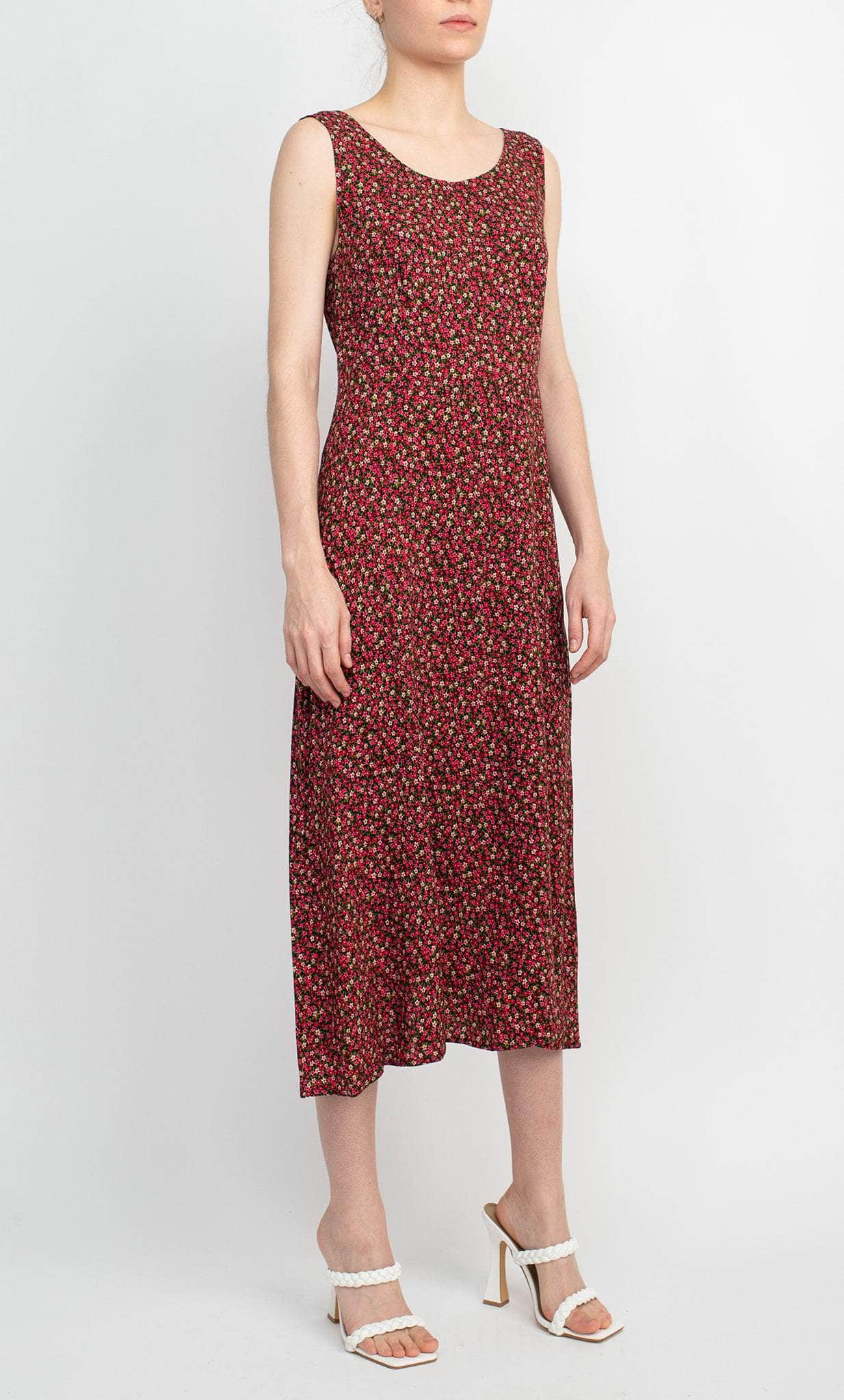 Connected Apparel TFZ74707M1 - Tea-Length Rayon A-Line Dress - Sleeveless, Print, Scoop Back, String Tie Back, Tea Length Hem ADASA Connected Apparel TFZ74707M1 - Tea-Length Rayon A-Line Dress - Sleeveless, Print, Scoop Back, String Tie Back, Tea Length Hem ADASA