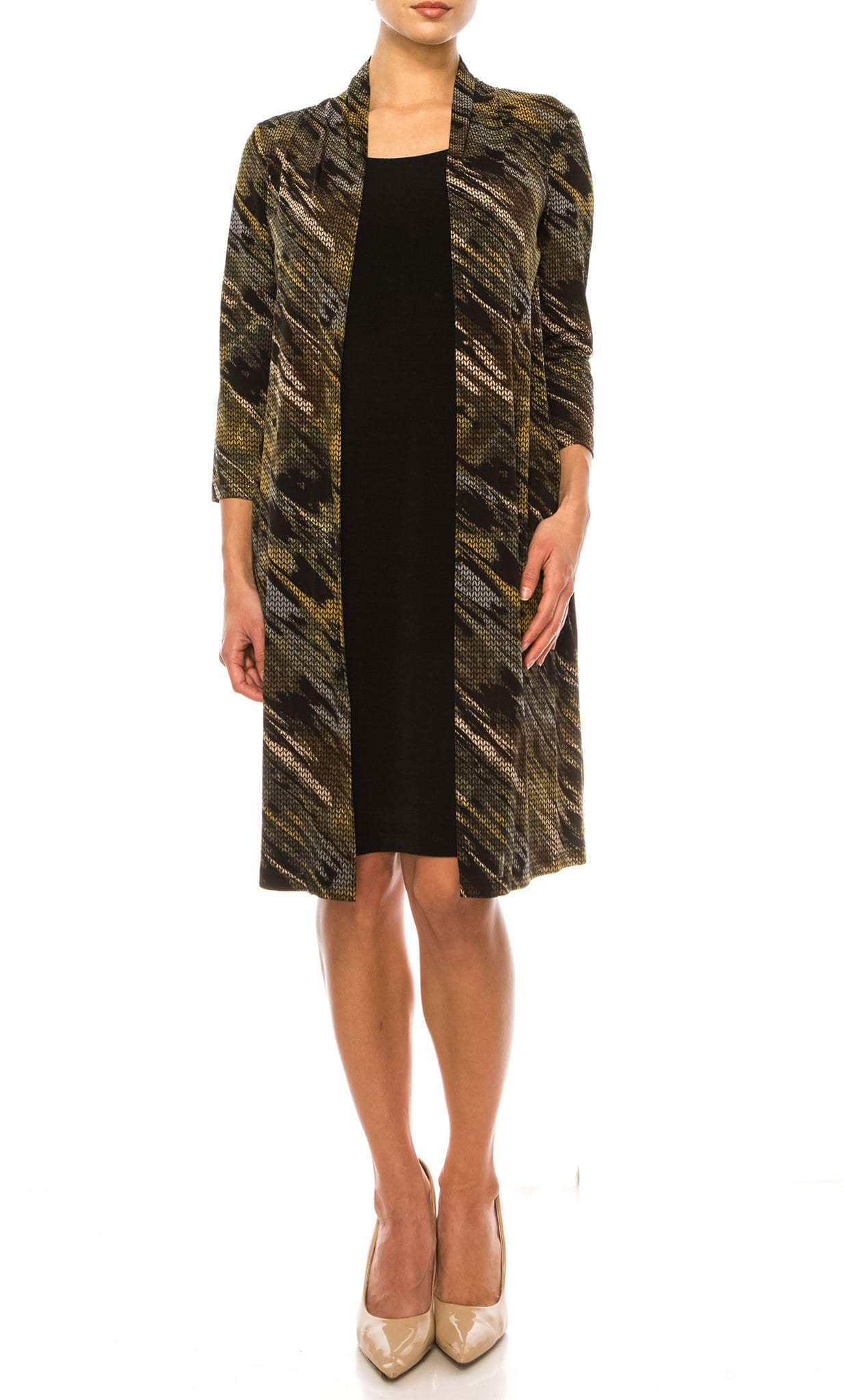 Connected Apparel TGL70975 - Abstract Print Faux Jacket Dress Cocktail Dresses 0 / Moss