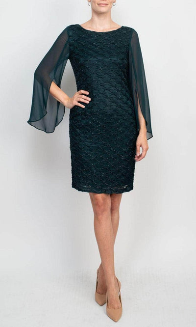 Connected Apparel TKH40606M1 - Split Sleeve Fitted Formal Dress Cocktail Dresses 4 / Dark Mallard