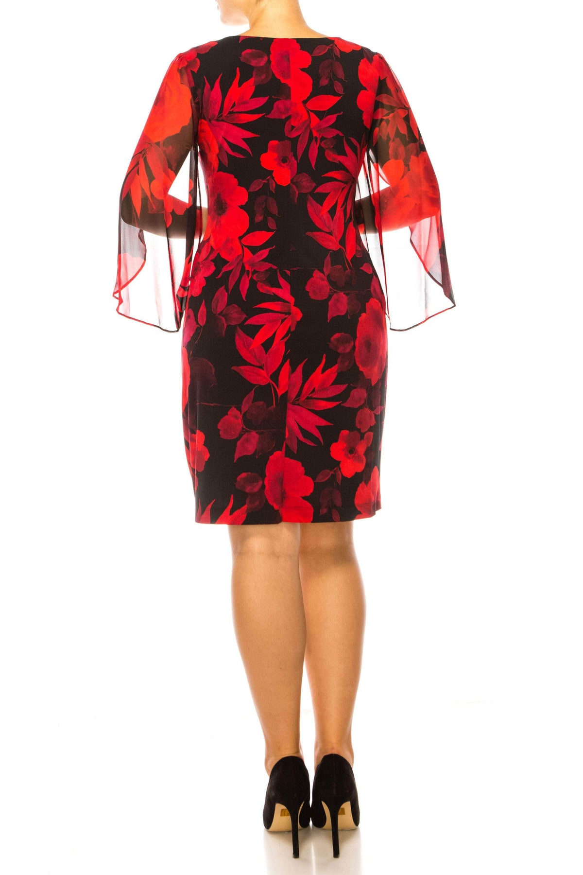 connected apparel red dress Connected Apparel TMJ37727 - Knee-Length Jersey Sheath Dress