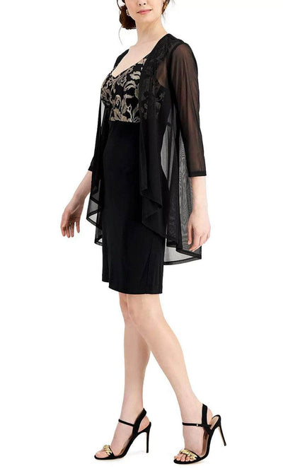 Connected Apparel TZC50809M1 - Metallic Embroidered Formal Dress Cocktail Dresses