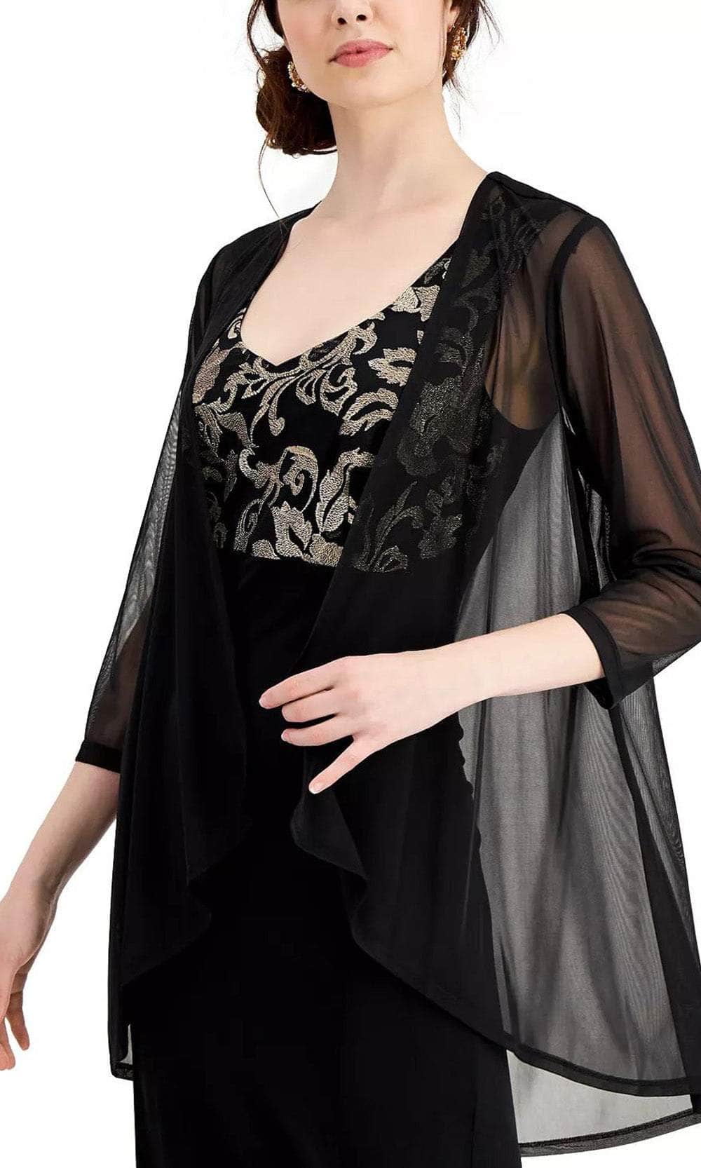 Connected Apparel TZC50809M1 - Metallic Embroidered Formal Dress Cocktail Dresses