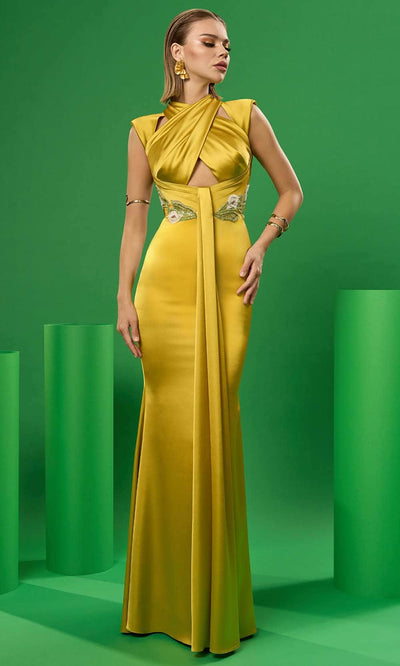 Cristallini Elysee CA01 - Cap Sleeve Gown XS / Gold Yellow Black