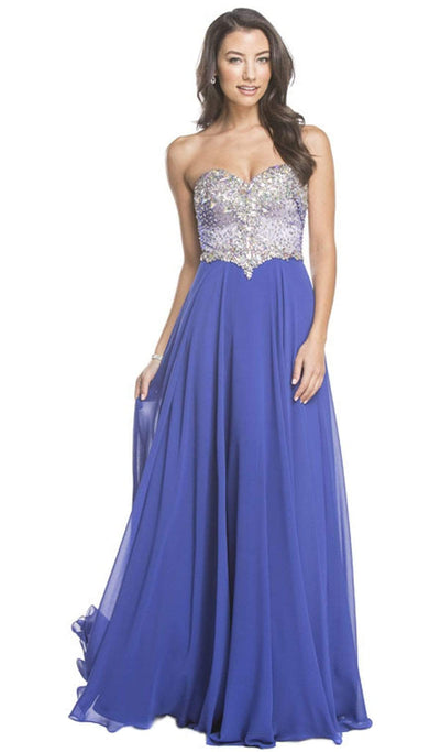 Crystal Embellished Evening A-Line Dress Prom Dresses XXS / Royal